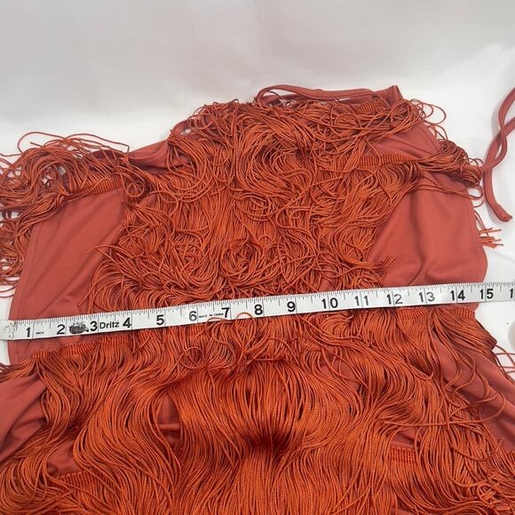 Cami String Halter Romper Jumpsuit Burnt Orange Women's Large Sexy Costume Cute - Picture 13 of 16